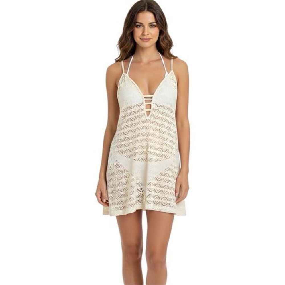 Reef Tan Breeze Dress Size Small Swimwear Cover up Crochet Ivory Beach Travel